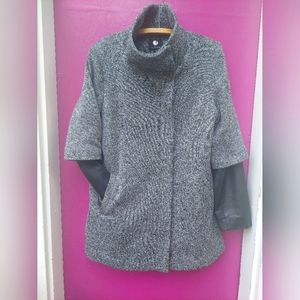 XL JESSICA Fall-Winter fabric coat with vegan leather on sleeves.